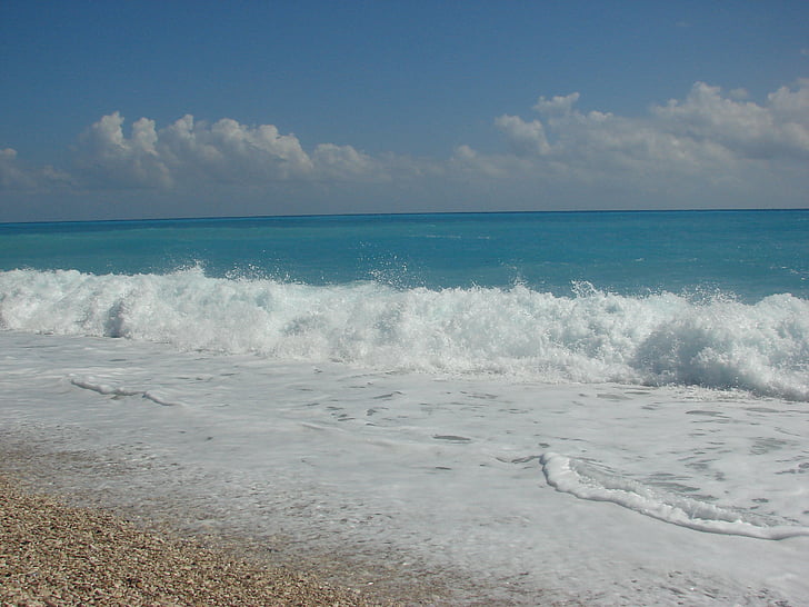 stranden, vatten, vågor, blått vatten, Barahona, Karibiska havet, skum