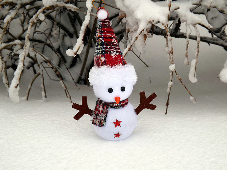 Snežak, pozimi, bela, sneg