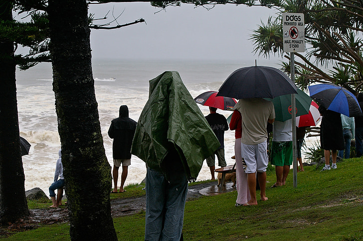 insanlar, yağmur, izlerken, Sahil, Deniz, okyanus, Fırtına