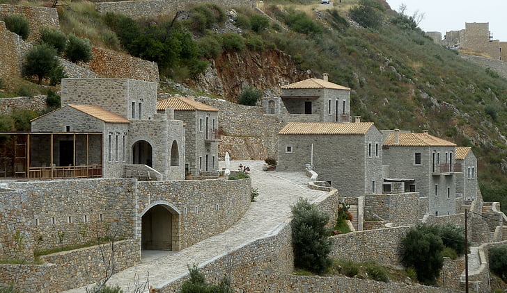 Villaggio, pietra, Grecia, architettura, edifici, Tempio, architettonico