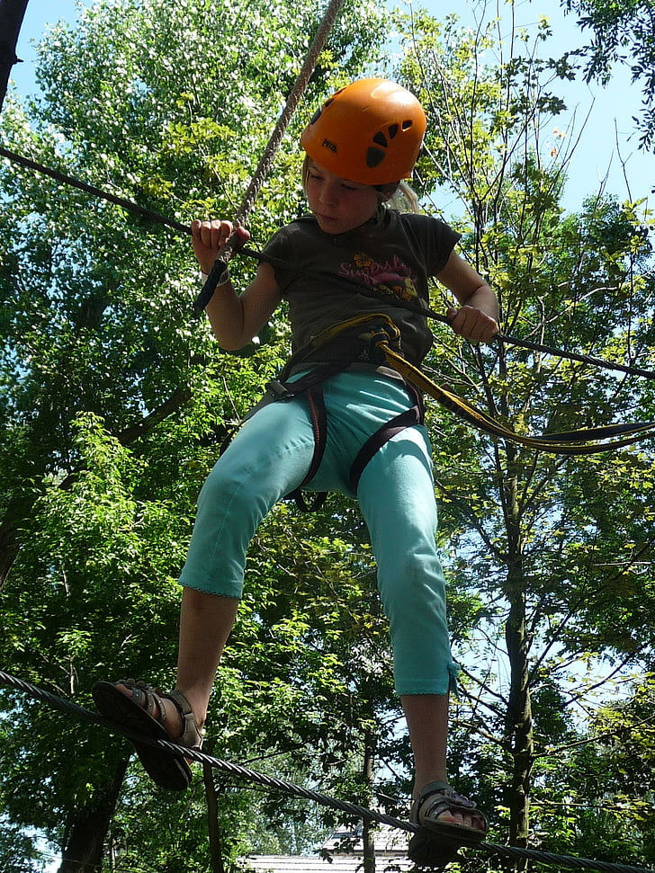 climbing garden, high ropes course, ropes course, climbing forest, child, climb, climbing park