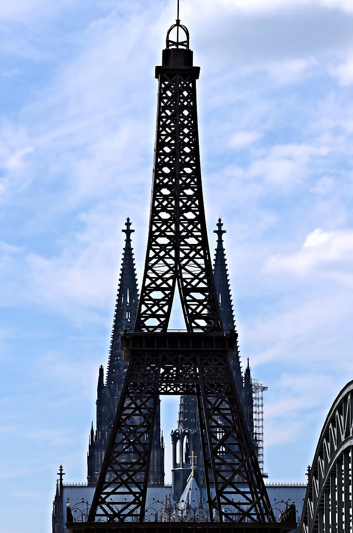 cologne cathedral, eiffel tower, cologne, landmark, dom, historically, church