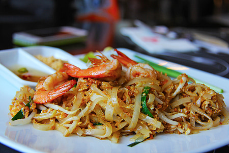 cojín tailandés, hambre, fideos, Yummy, delicioso, langostino, Bangkok