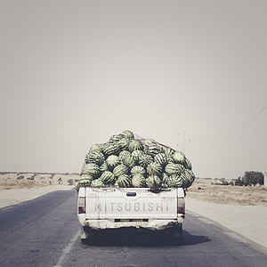 Road, vandmeloner, Van, maskine, via