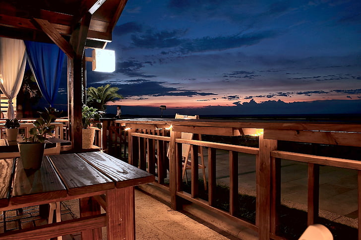puesta de sol, restaurante, casa de playa, Ver, Scenic, Casa, paisaje