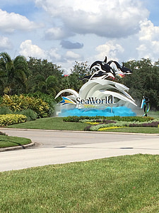 Sea world, ingång, skyltning, theme park, Florida, Orlando, turist