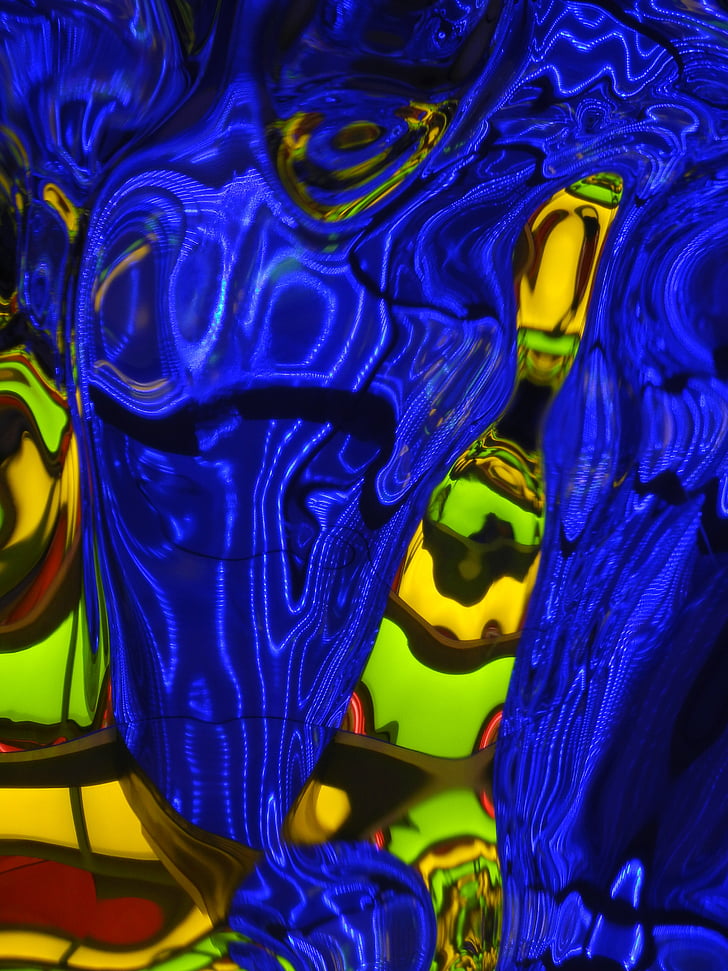 Abstrakt, modrá, žlutá, moderní, moderní umění, futuristické