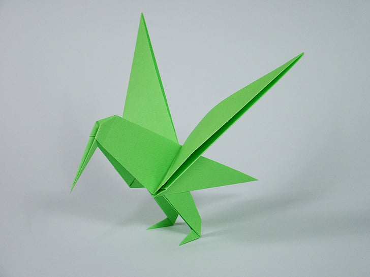 Origami, lankstymo, paukštis, simbolis