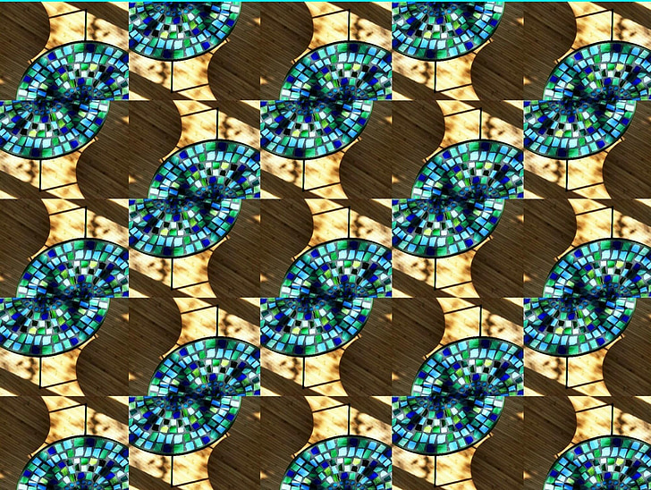 mosaico de, mesa de mosaico, patrón de, turquesa, ingeniosamente, cerámica, azulejo de
