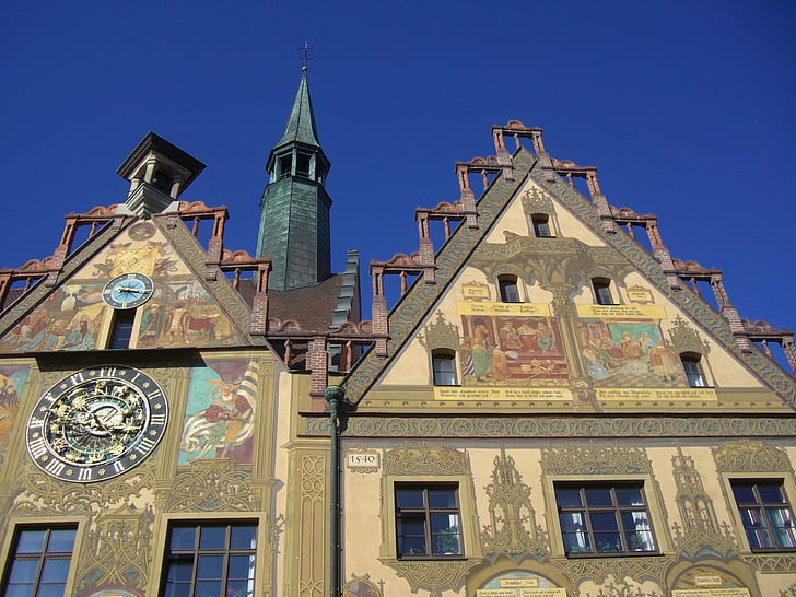 Municipio, Ulm, facciata, pittura, affreschi, Monumento, architettura