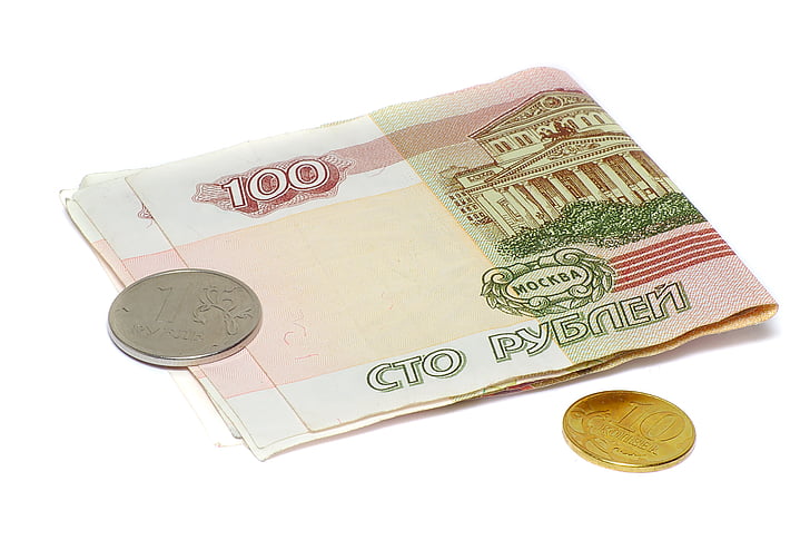 penger, rubel, Penny, regninger, mynt, 100 rubler, økonomi