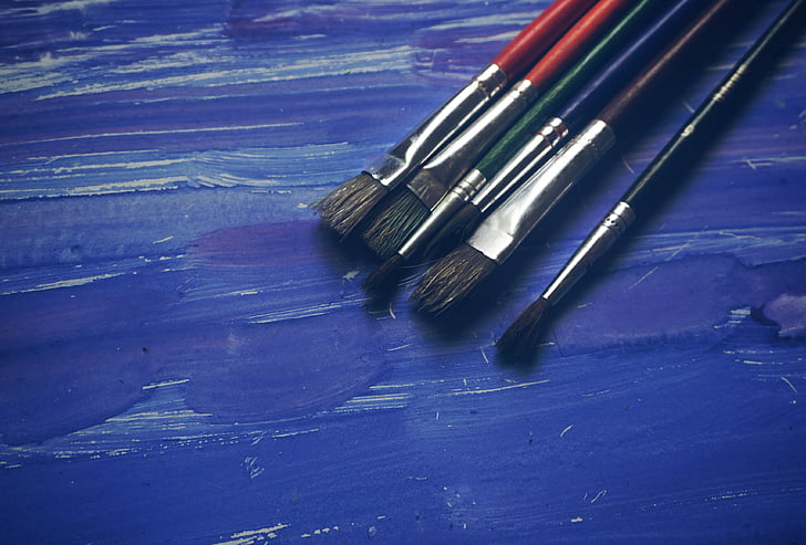 ศิลปะ, art ซัพพลาย, ศิลปิน, สีฟ้า, แปรง, สี, ความคิดสร้างสรรค์