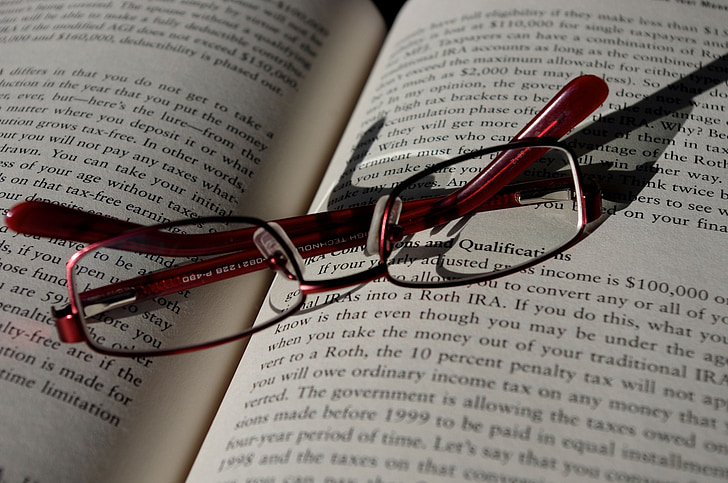 folded, glasses, book, read, finish, close, end