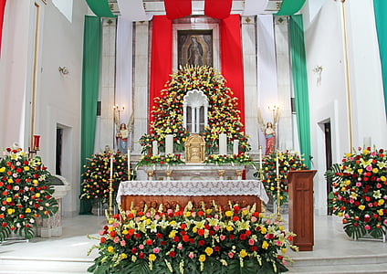 Mehika cerkev, cvetje cerkveno Mehika, Mehika oltar, cerkev, Mehika, vere, katoliški