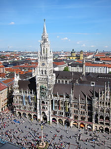 Munique, Marienplatz, capital do estado, Baviera, Câmara Municipal torre, Administração da cidade, Frauenkirche