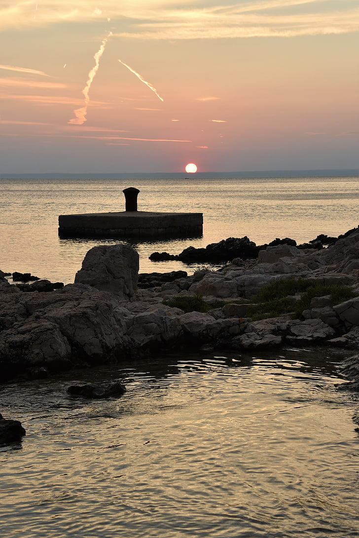 Kroatien, abendstimmung, solnedgång, havet