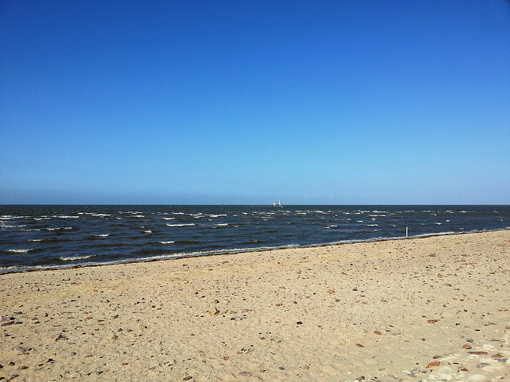 Cuxhaven, плаж, Северно море, пясък, небе, вода, природата
