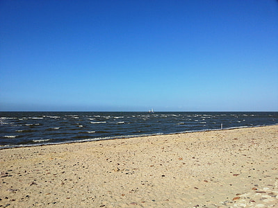 Cuxhaven, spiaggia, mare del Nord, sabbia, cielo, acqua, natura