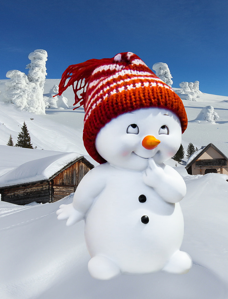 targeta de felicitació, l'hivern, l'home de neu, hivernal, neu, foto-muntatge, fred