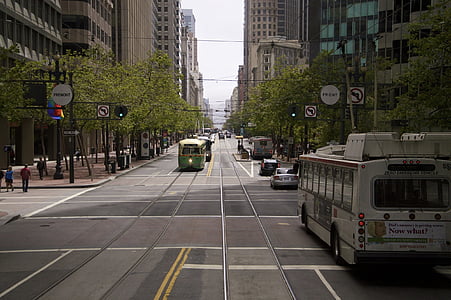 ulica, Urban, scena, tramvaj, elektrificiranih, javnih, prevoz