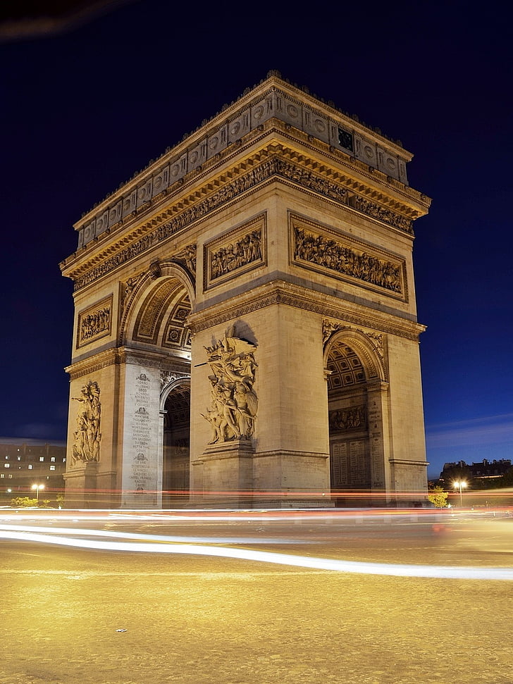 Parijs, kunst, de, Triomphe, auto 's, Frankrijk, Landmark