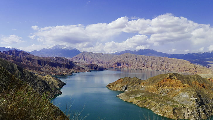 provincie Qinghai, nationaal park, reservoir, natuur, berg, Lake, landschap
