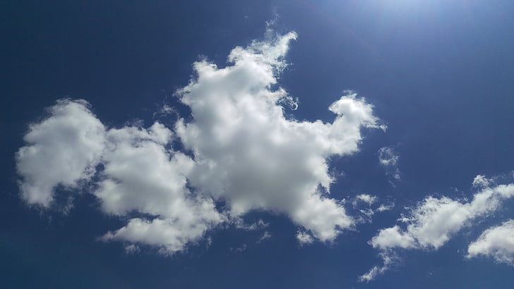 clouds, blue, sky, the sun, white, ad space, sunny