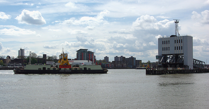 ferry, Woolwich, cruzando, terminal, transporte, de la nave, barco