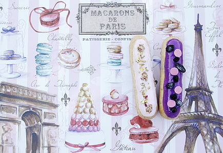 Párizs, élelmiszer, táblázat, konyha, krupnyj terv, táplálkozás, sütés