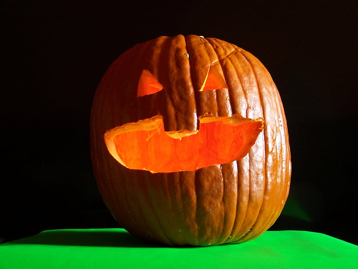 pumpkins, scary, face, carved, carving, orange, fruits