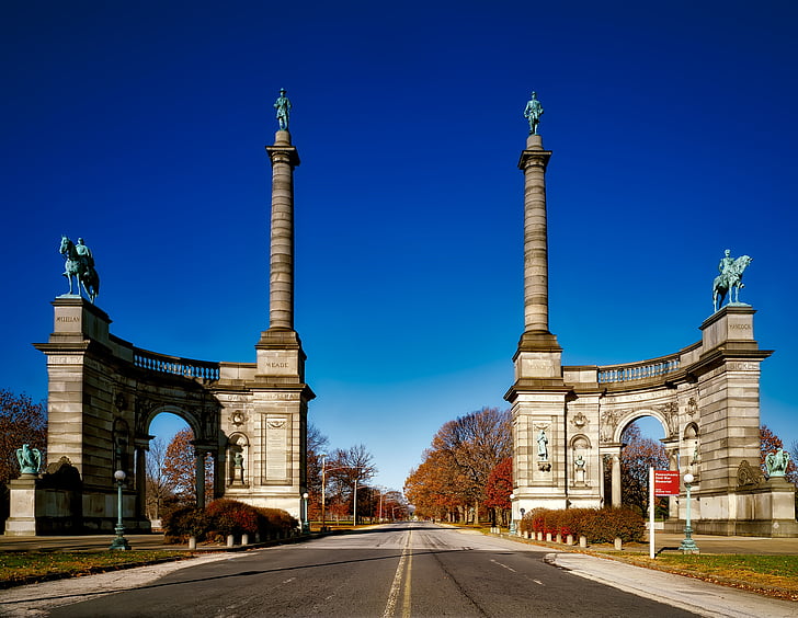 civil war memorial, monumenten, standbeelden, Fairmont park, Philadelphia, Pennsylvania, Landmark