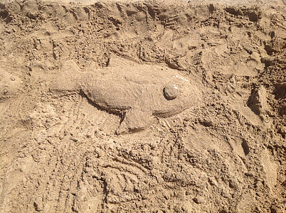 sand, fisk, skulptur, figur, figur, stranden, Sommer
