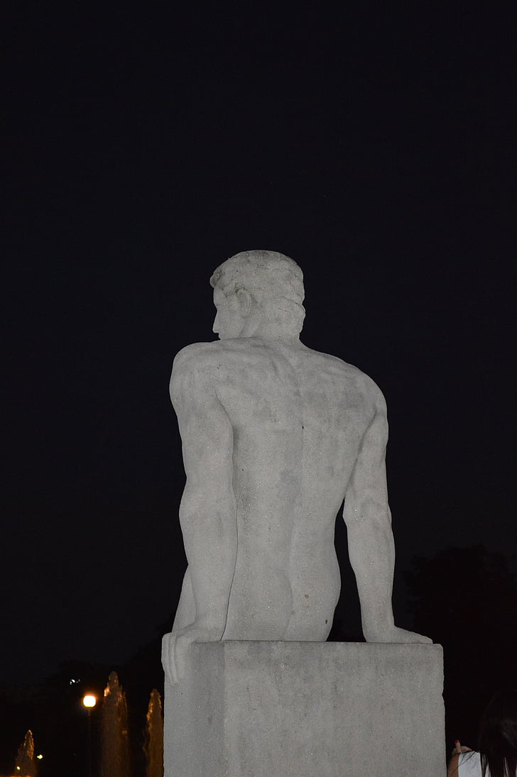 escultura, estatua de, talla de piedra, hombre