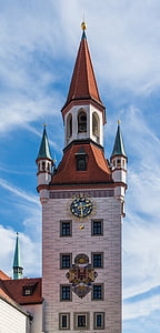 Старая ратуша, башня колокола, Мюнхен, Бавария, Германия, Архитектура, Исторический