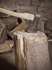 hack stock, wood, ax, axe, make wood, chop wood, work