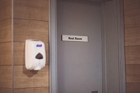 blur, comfort room, door, focus, indoor, rest room, sanitizer dispenser