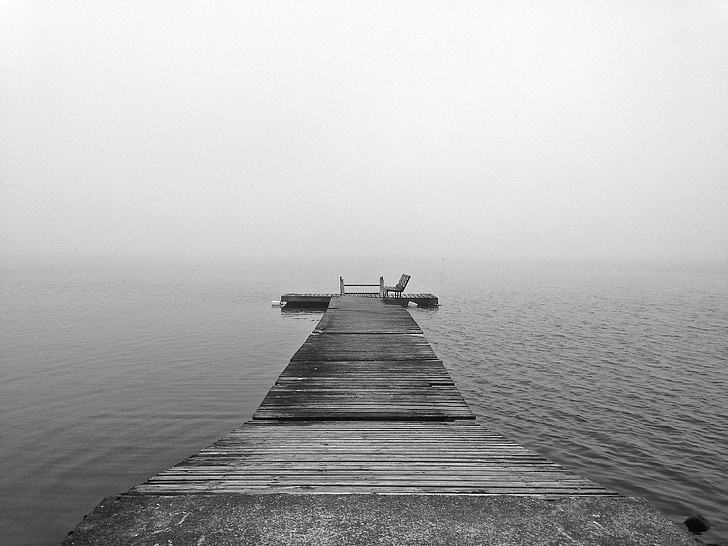 мъгла, партньорска, вода, езеро, мъгливо, спокойствие, перспектива