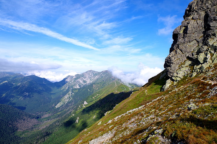 Tatra, munte, stâncă, tulpină, nor, turism, albastru