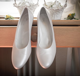 brautschuhe, scarpe, scarpe da donna, bianco, elegante, moda, eleganza