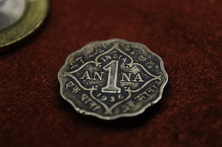 Anna, moneda, l'Índia, antiga, vell, moneda, diners