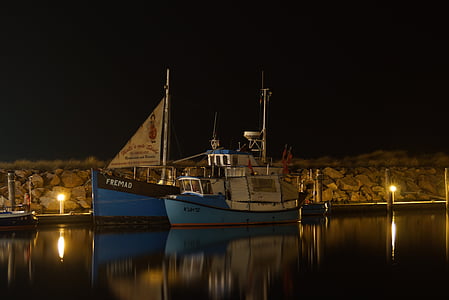 Boot, Nacht, Wasser, romantische, Licht, Hafen, Langzeitbelichtung