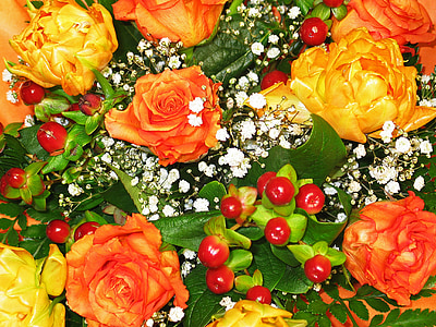 bouquet de fleurs, fleuriste, bouquet de roses, bouquet, amour, fleurs, roses