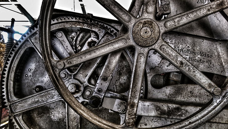 oceľ, Ozubené kolesá, starý stroj, Technológia, prenos, stroj, Prevodové