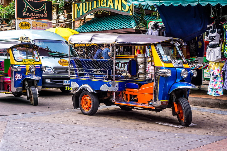 TukTuk, Thajsko, motocyklu, taxi, Přejít, turistické, Turisté