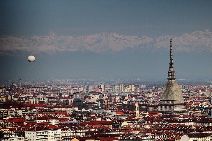 Torino, Krtko, balón, slávne miesto, Architektúra, Panoráma mesta, strecha