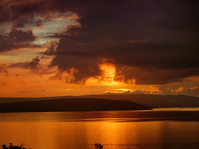 Sunset, Kroatien, Adriaterhavet, havet, abendstimmung, resten, skyer