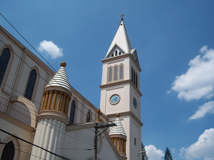 Torre de la iglesia, reloj, Cruz, Distrito de pino, São paulo, arquitectura, Iglesia