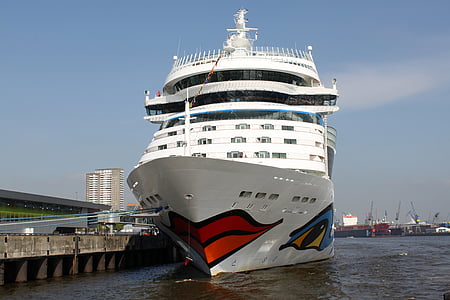 aida, ship, driving cruise ship, sea, holiday, water, hamburg