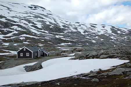 pasenti, mažas namelis, Lodge, sniego, kalnų, Gamta, žiemą