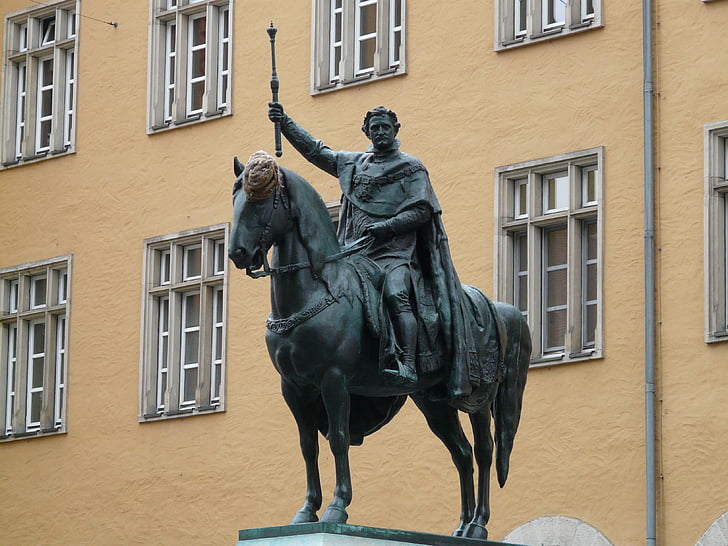 Ludwig m, estàtua eqüestre, rei, rei de Baviera, Baviera, Regensburg, figura